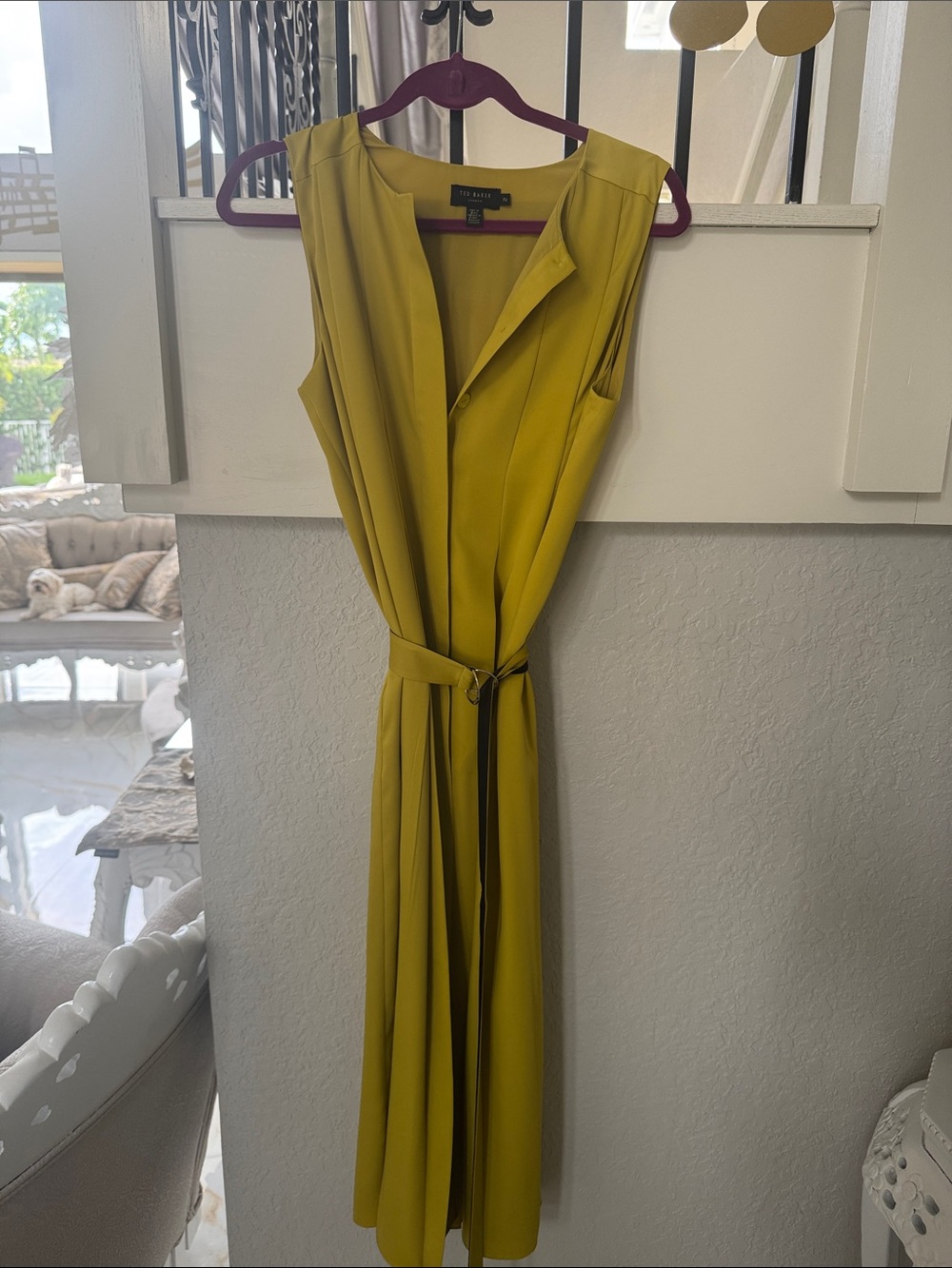 Ted Baker London Sleeveless Midi Dress in Chartreuse